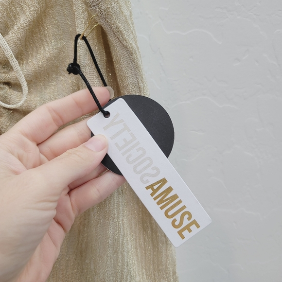 NWT Amuse Society Sand Gold Down Four Drawstring Midi Dress Women's Size Small - Picture 12 of 14